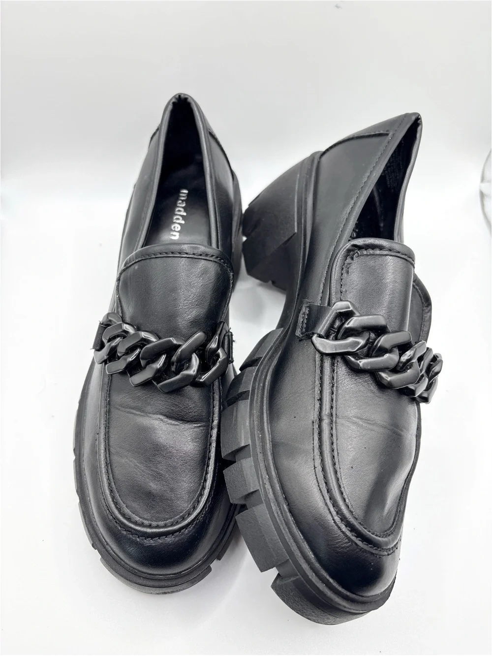 Madden Girl Platform Chunky Loafers‎ Black Chain Link